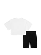 Set t-shirt e shorts per bambina Moschino Kids bianco e nero con motivo Teddy Bear HAG01HLBA00 80359 MOSCHINO KIDS 