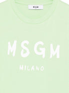 T-shirt per bambini MSGM Kids verde con scollo rotondo S6MSJUTH001 MS077 MSGM KIDS 
