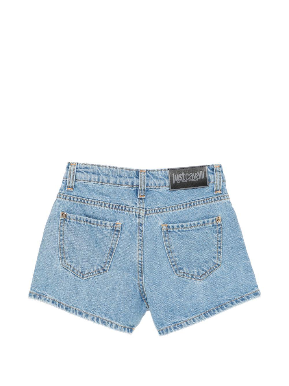Shorts per bambina Just Cavalli Kids denim con dettagli ricamati sul davanti JGP26088SH D.BLUE MED ROBERTO CAVALLI KIDS 