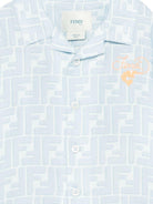 Camicia per neonato Fendi Kids azzurro con monogramma FF BMC091 AY8C F0EX7 FENDI KIDS 