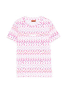 T-shirt per bambina Missoni Kids rosa con motivo a zigzag MY8A71 Z3676 100FU MISSONI KIDS 