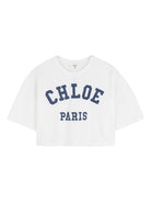 T-shirt per bambina Chloé Kids bianca con logo sul davanti C20862 117 CHLOE' KIDS 