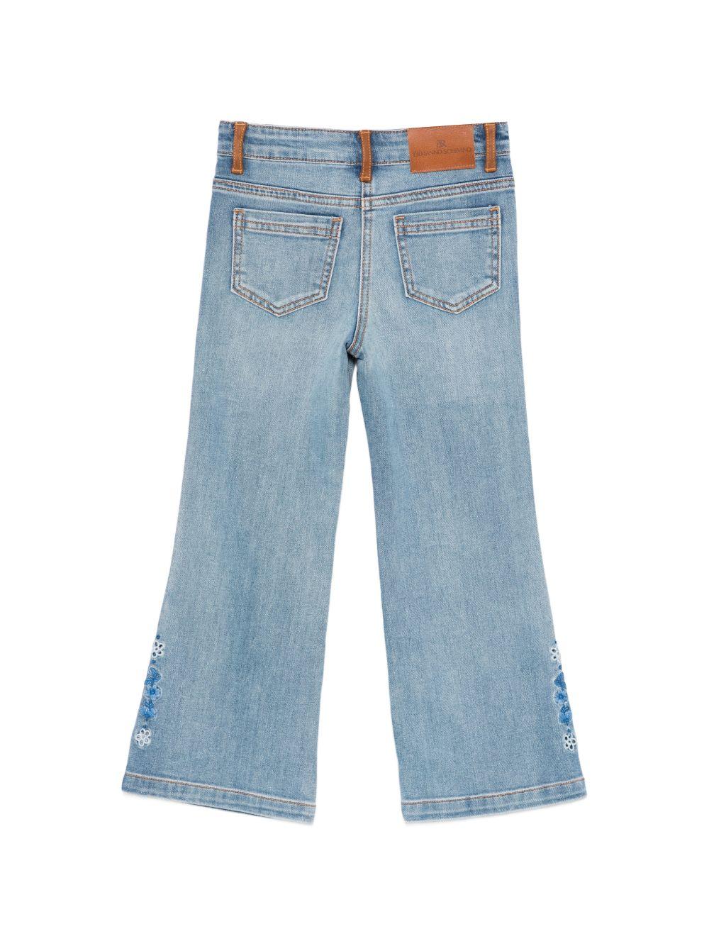 Jeans per bambina Ermanno Scervino Junior denim con applicazione fiori Z9G402 7015 062S ERMANNO SCERVINO JUNIOR 