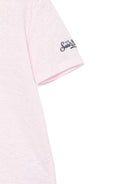 T-shirt per bambini MC2 Saint Barth Kids rosa con logo sulla manica ALE0002 00142L MC2 ST. BARTH KIDS 