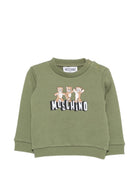 Felpa per neonati Moschino Kids verde con stampa tre Teddy Bear MTF060LCA89 30037 MOSCHINO KIDS 