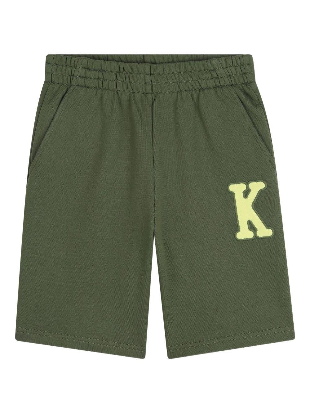 Shorts per bambino Kenzo Kids verde con motivo applicato K61886 64B KENZO KIDS 