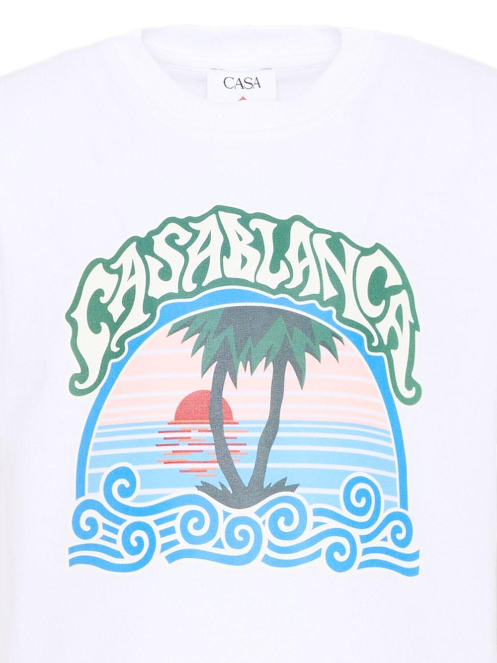 T-shirt per bambino Casablanca Kids bianca con stampa grafica KPF26JTS03803 PALM CASABLANCA KIDS 