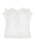 T-shirt per neonata Monnalisa bianca con stampa fiori sul davanti 39G602 7002 0099 MONNALISA KIDS 