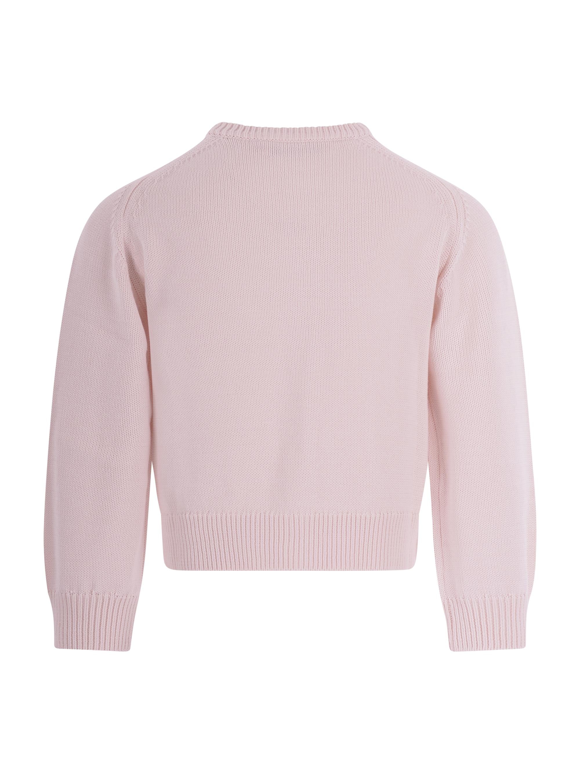 Maglione per bambina Bonpoint rosa con ricamo ciliegie sul davanti S06GCAK00003 121A BONPOINT KIDS 