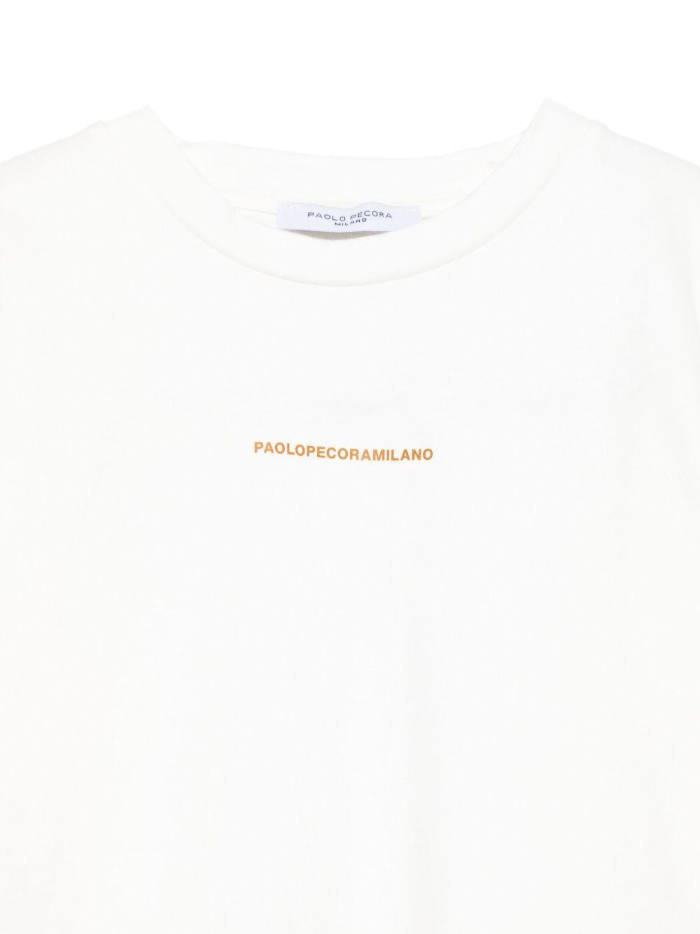T-shirt per bambino Paolo Pecora Kids bianco a maniche lunghe con stampa PP4157 G-C PAOLO PECORA KIDS 