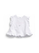 Top da neonata Balmain Kids bianco con ruches BY8032 Z3672 100RS BALMAIN KIDS 