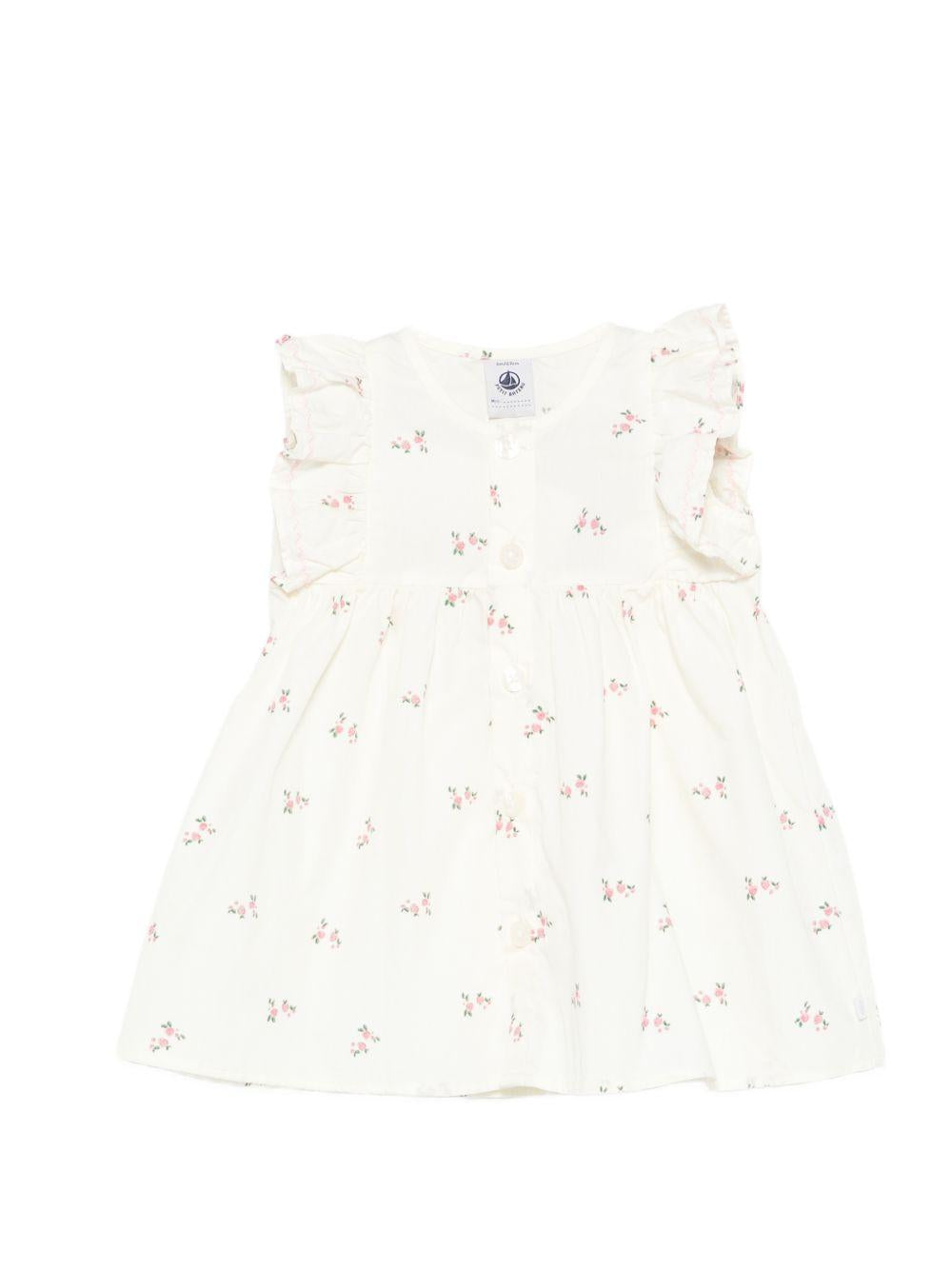 Abito per neonata Petit Bateau bianco con stampa a fiori A0F3R 01 PETIT BATEAU KIDS 