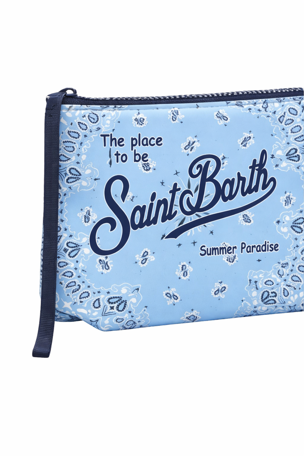 Pochette Aline MC2 Saint Barth azzurra con stampa grafica all-over ALIN001 03136L MC2 ST. BARTH KIDS 
