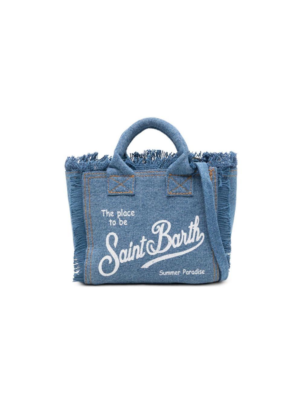 Borsa Vanity Mini MC2 Saint Barth denim con dettaglio frange VAMI001 00009L MC2 ST. BARTH KIDS 