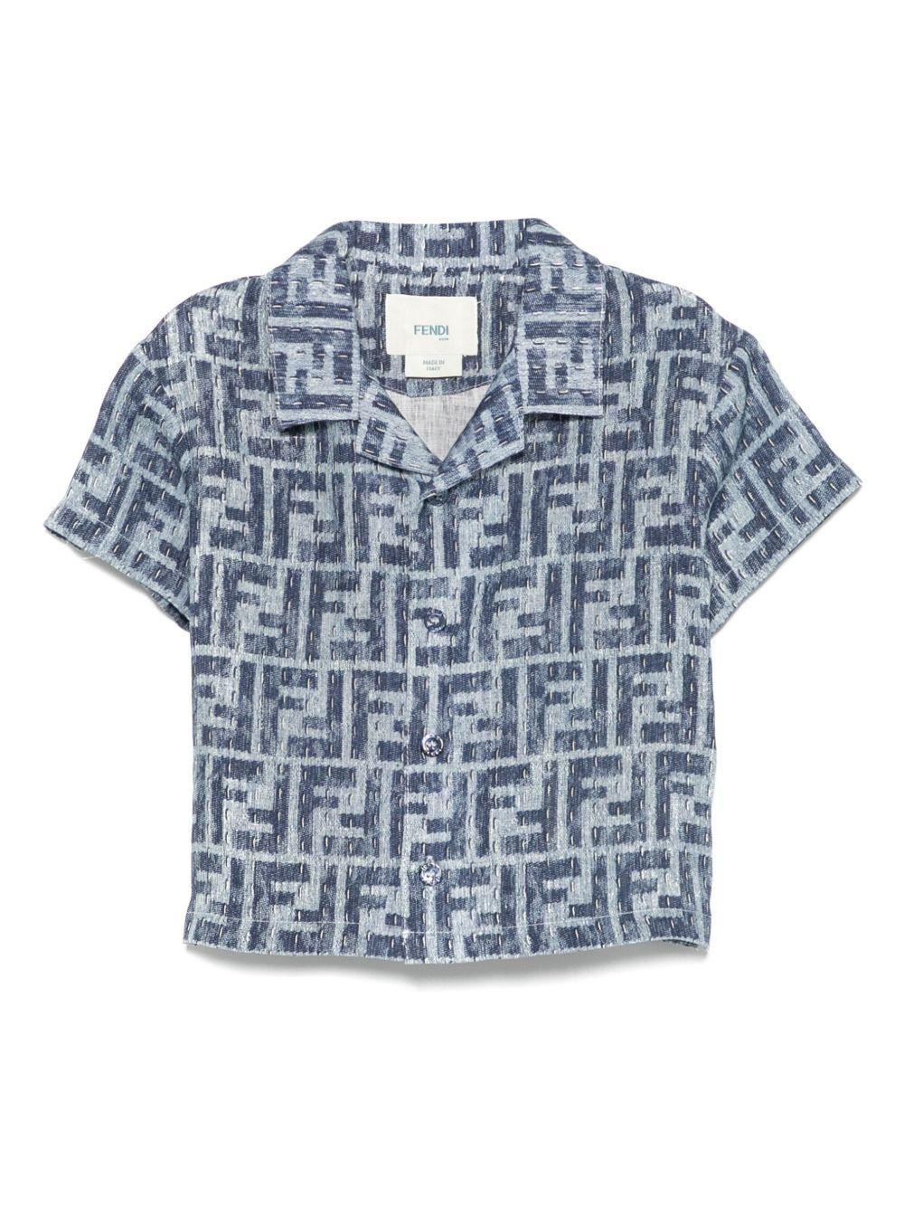Camicia per neonato Fendi Kids denim con stampa FF BMC083 AUK2 F1I11 FENDI KIDS 
