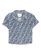 Camicia per neonato Fendi Kids denim con stampa FF BMC083 AUK2 F1I11 FENDI KIDS 