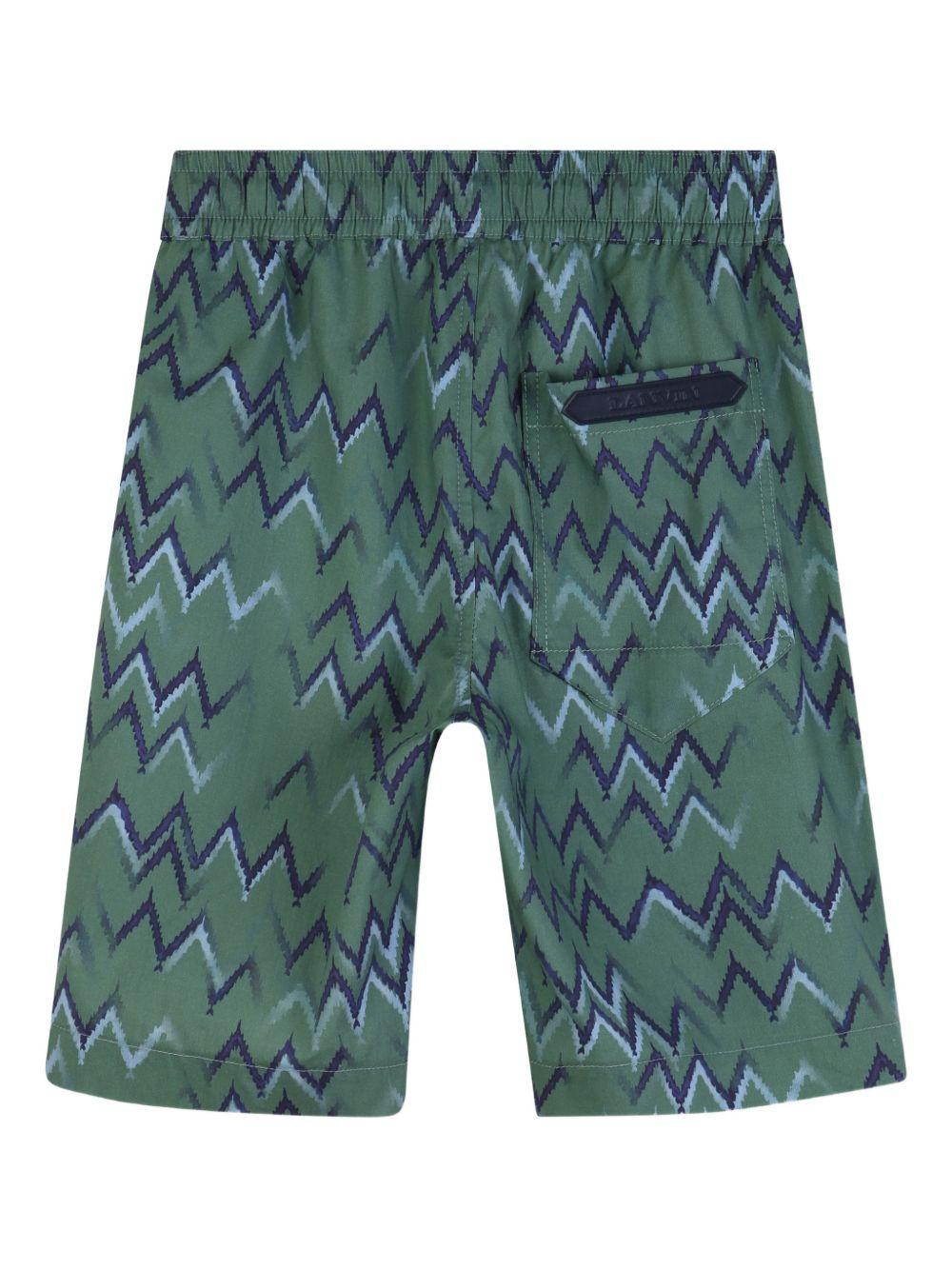 Shorts per bambino Lanvin Enfant verde con motivo a zig-zag N30393 U58 LANVIN KIDS 