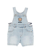 Salopette per neonati Moschino Kids denim con ricamo orsetto sul davanti MUQ01RL0E34 41034 MOSCHINO KIDS 