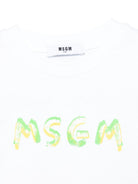T-shirt per bambina MSGM Kids bianca modello crop S6MSJGTH002 001 MSGM KIDS 