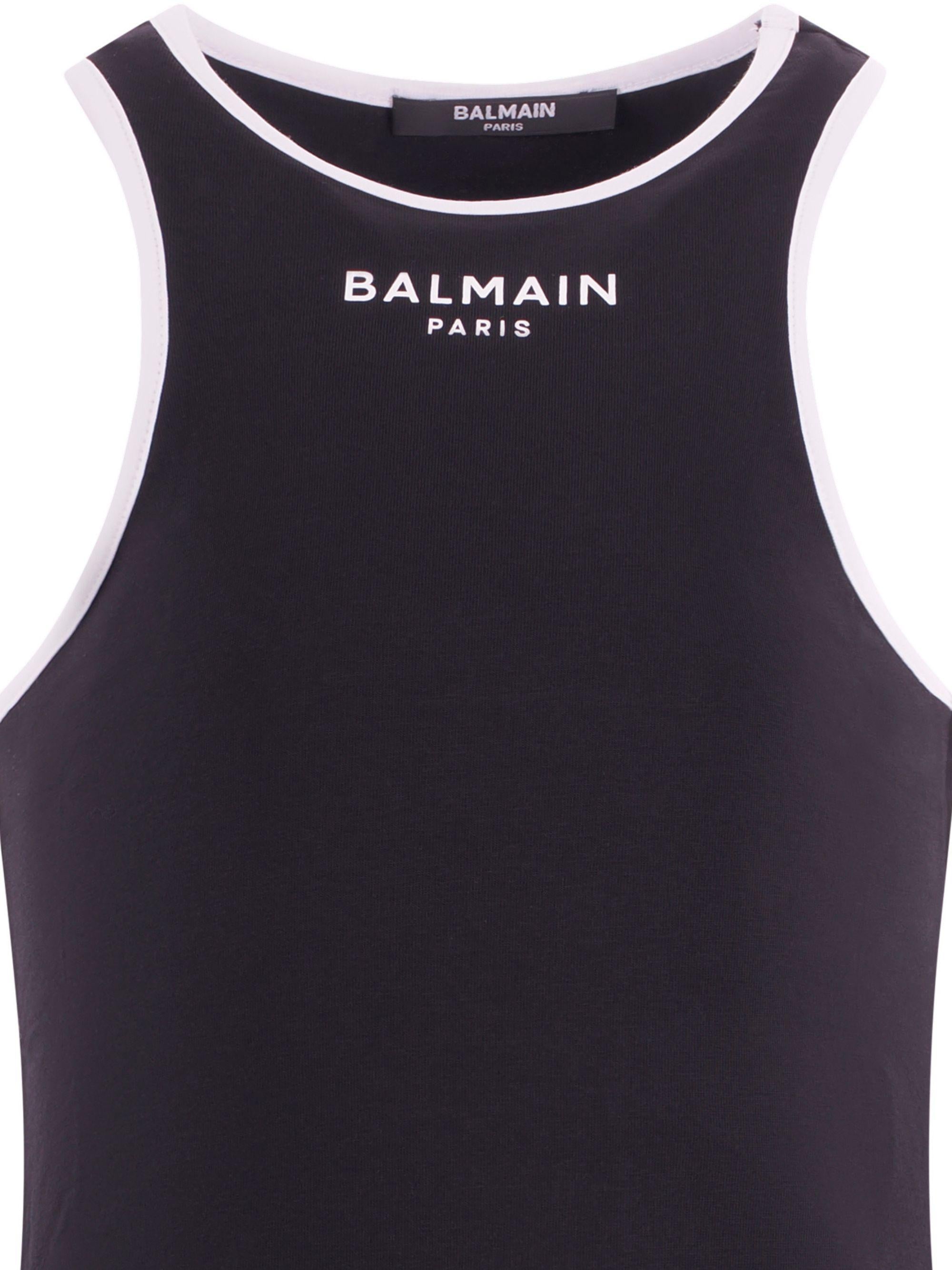 T-shirt per bambina Balmain Kids nera con logo stampato sul davanti BY8A12 Z3277 930BC BALMAIN KIDS 