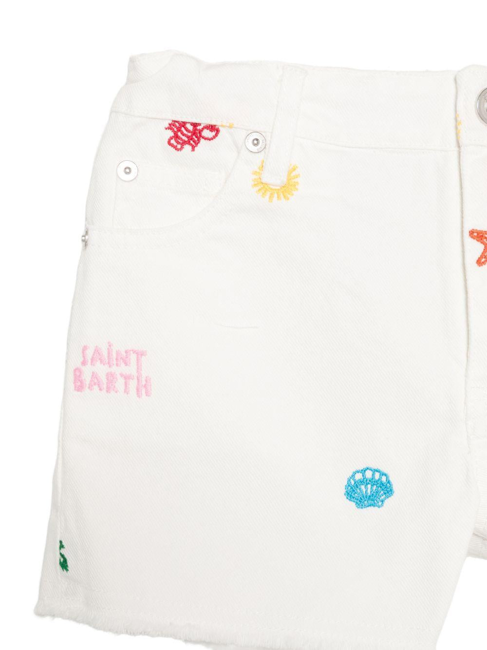 Shorts per bambina MC2 Saint Barth Kids bianchi con ricami marini KOK0001 03325L MC2 ST. BARTH KIDS 