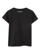 T-shirt con stampa grafica per bambina Karl Lagerfeld Kids nero con girocollo Z30489 09B KARL LAGERFELD KIDS 