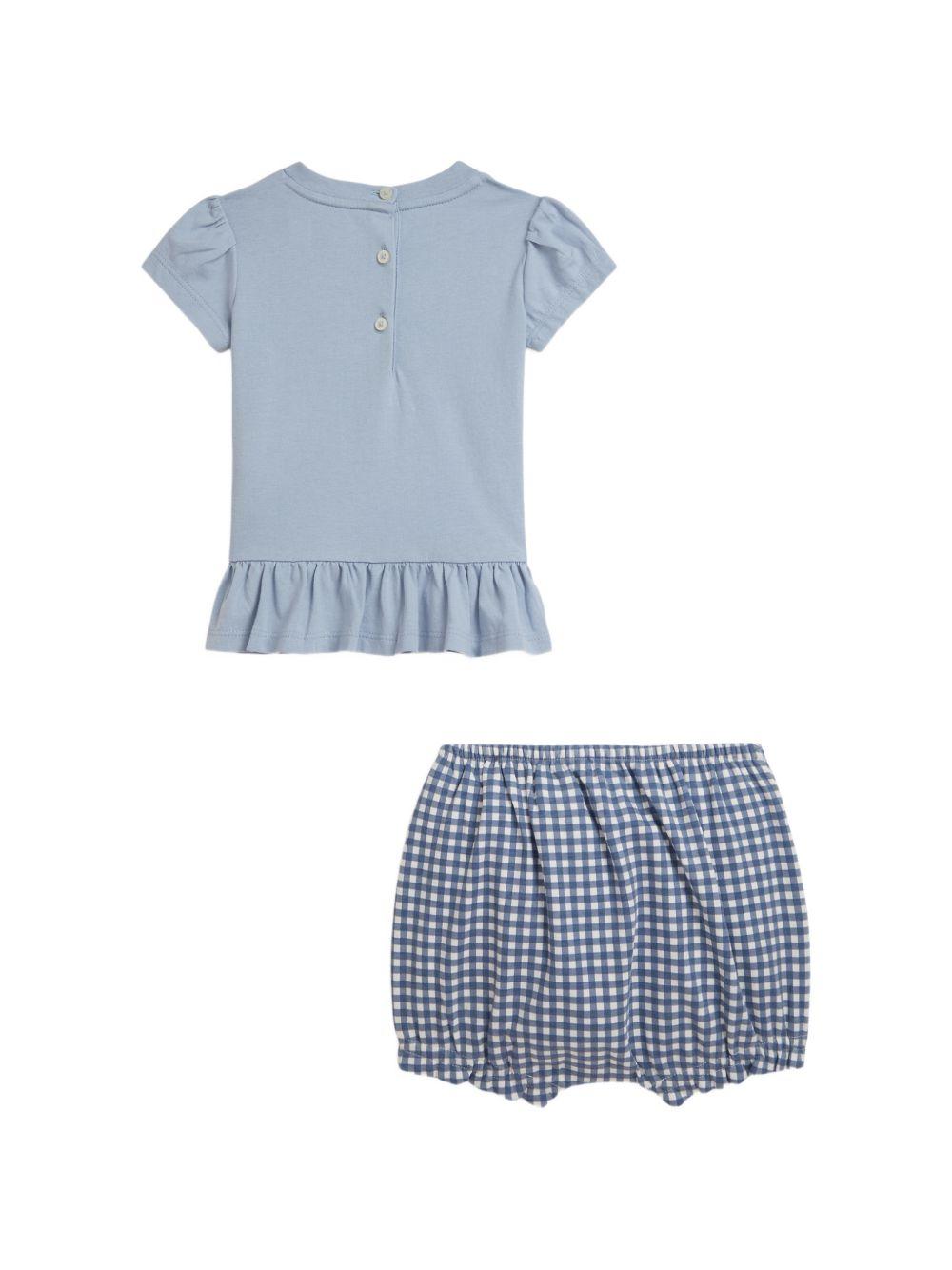 Completo t-shirt e shorts per neonato Polo Ralph Lauren Kids blu con stampa cagnolino sul davanti 310A12840 001 Ralph Lauren kids 