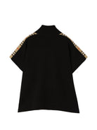 Mantella in lana per bambini Burberry Kids nera con finiture a quadri 8129887 C1462 BURBERRY KIDS 