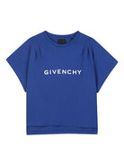 T-shirt per bambina Givenchy Kids blu con logo sul davanti H31010 865 GIVENCHY KIDS 