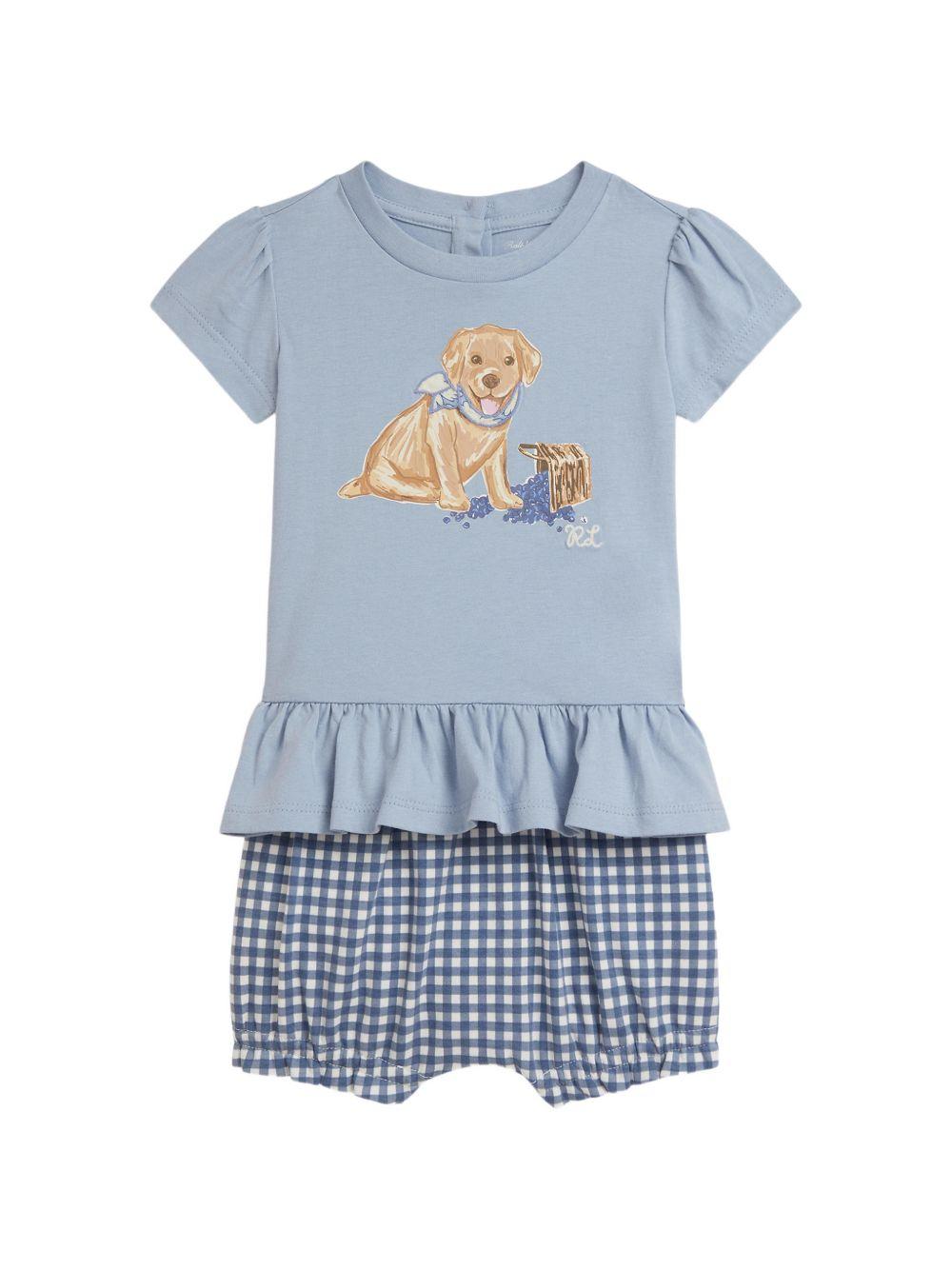 Completo t-shirt e shorts per neonato Polo Ralph Lauren Kids blu con stampa cagnolino sul davanti 310A12840 001 Ralph Lauren kids 