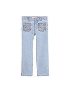 Pantaloni per bambina Billieblush azzurro con tacshe decorate U21878 Z18 BILLIEBLUSH KIDS 