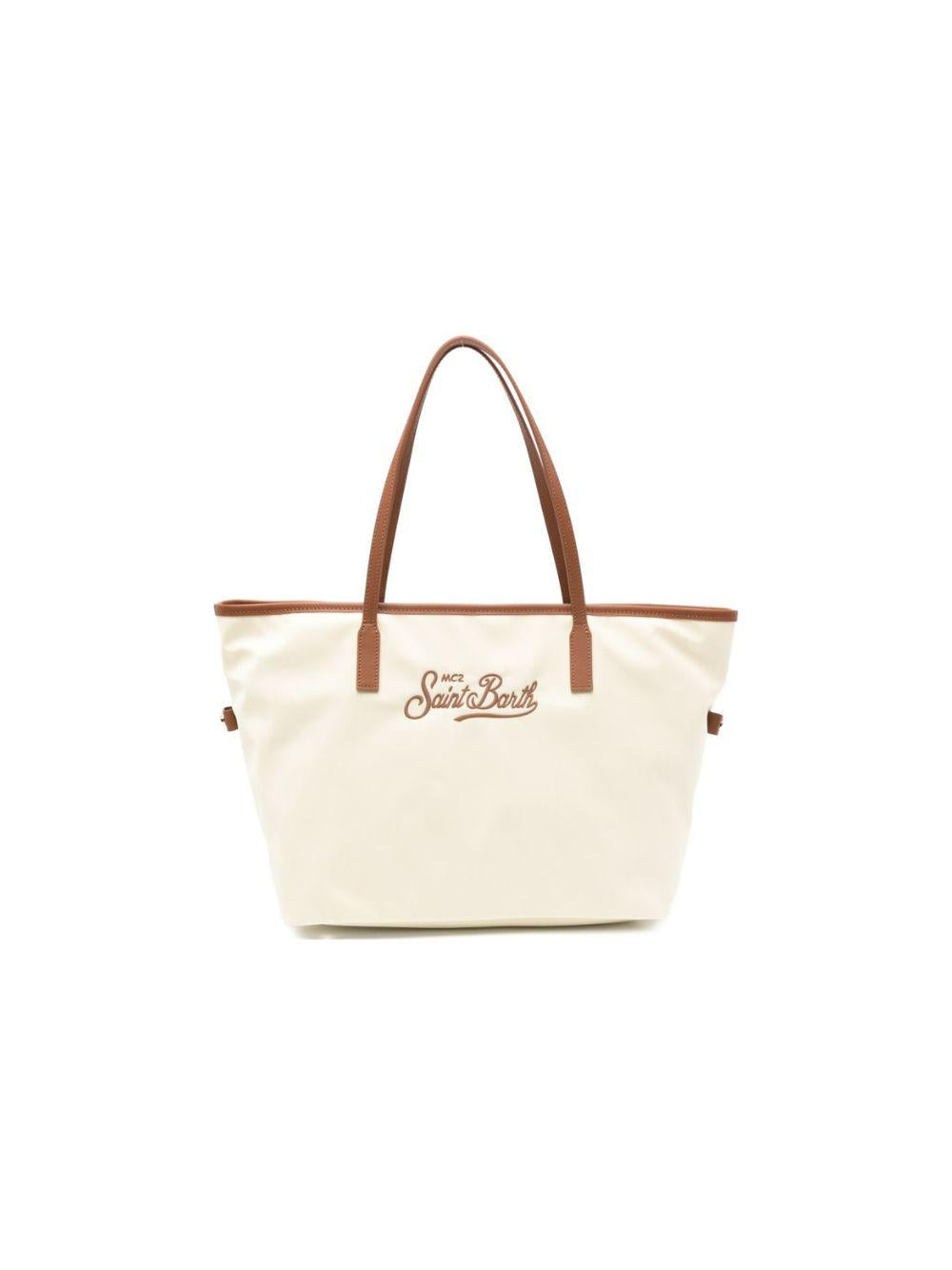Borsa tote Lou MC2 Saint Barth beige con logo ricamato CB0002 01818L MC2 ST. BARTH KIDS 