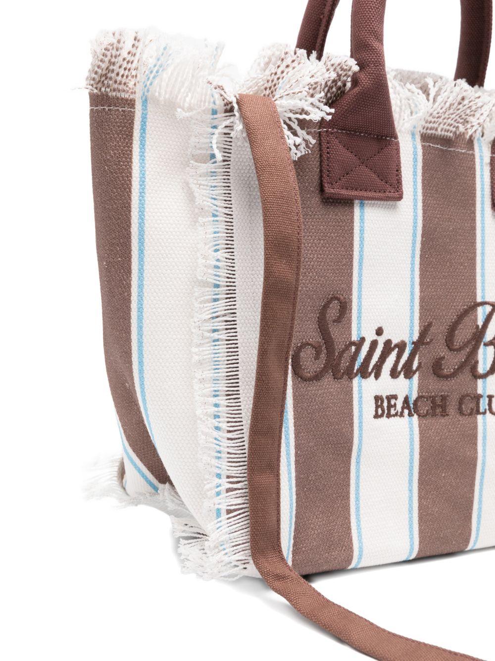 Borsa Colette MC2 Saint Barth bianca e marrone con motivo a righe COL0001 02597L MC2 ST. BARTH KIDS 