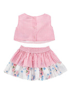 Set top con gonna per neonata Monnalisa rosa con motivo a quadretti 31G502 7154 0093 MONNALISA KIDS 