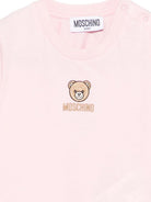 T-shirt per neonati Moschino Kids rosa con dettagli ricamati MYM047LAA23 50209 MOSCHINO KIDS 