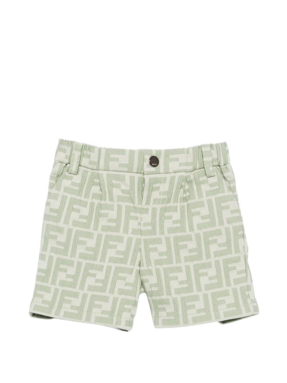 Shorts per neonato Fendi Kids verde con stampa monogramma FF all-over BMF266 AVW1 F1DS6 FENDI KIDS 