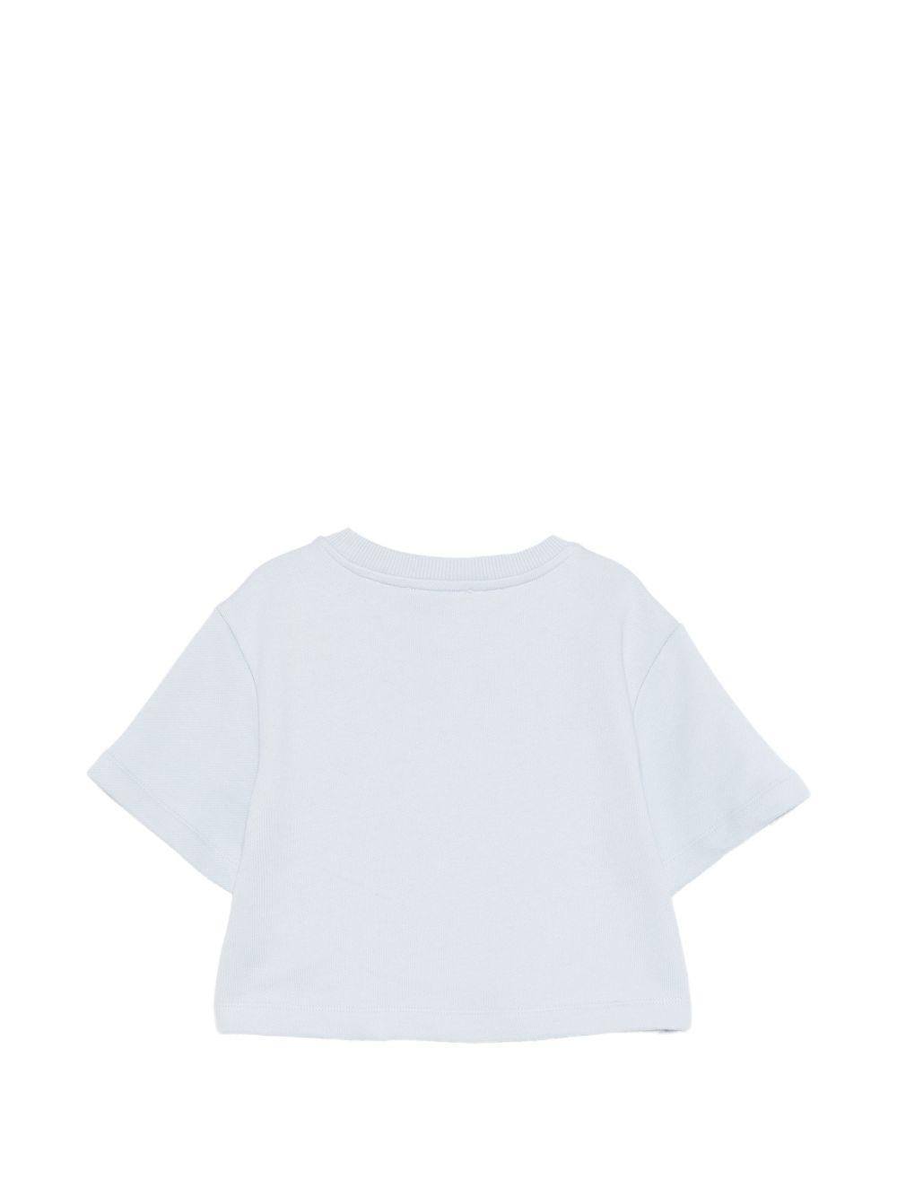 T-shirt per bambina balmain Kids azurra con stampa logo BY4A01 Z3183 685BC BALMAIN KIDS 