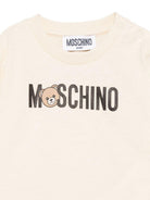 T-shirt per neonati Moschino Kids beige con stampa logo M8O00RLAA36 20404 MOSCHINO KIDS 