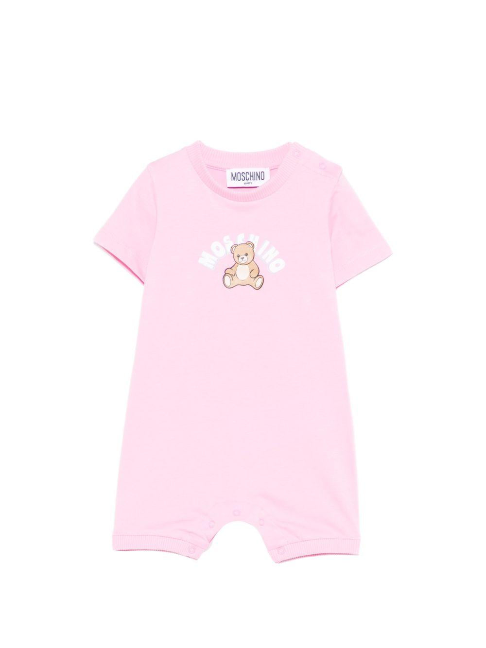 Tutina per neonata Moschino Kids rosa con stampa grafica Teddy Bear MTY022LAA01 51473 MOSCHINO KIDS 
