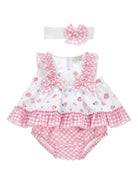 Set abito per neonata Monnalisa bianco a fiori con ruches 35G506 7011 9990 MONNALISA KIDS 