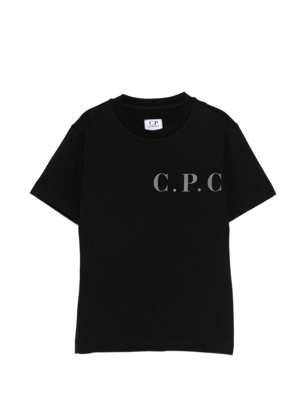 T-shirt per bambino C.P. Company Kids nera con logo sul davanti C5M00LLAA17 60100 C.P.COMPANY KIDS 