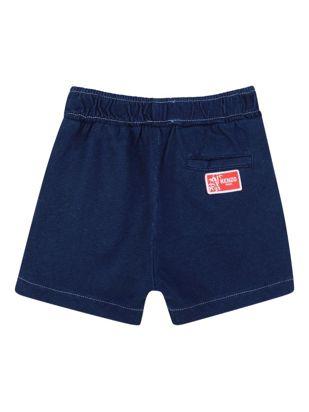 Shorts elasticizzati per neonato Kenzo Kids blu con applicazione logo K61853 84N KENZO KIDS 