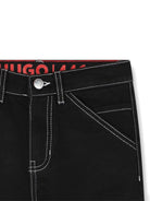 Jeans per bambino Hugo Kids neri con applicazione posteriore con logo G00473 Z09 Hugo 