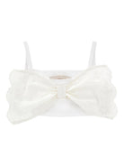 Top per bambina Monnalisa bianco con dettaglio fiocco ricamato 17G302 7043 0099 MONNALISA KIDS 