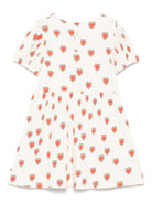 Abito per bambina Mini Rodini bianco con gonna svasata e stampa grafica all-over 2565010211 OFF-WHITE MINI RODINI 