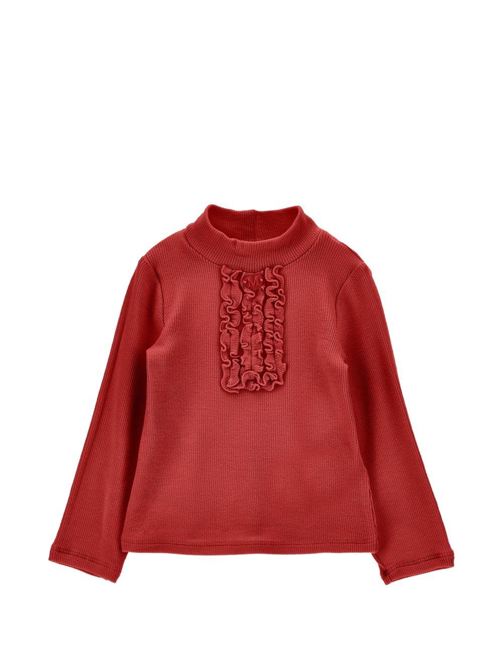 Maglione per bambina Monnalisa Kids rosso con pettorina con ruches 37H617 8212 0043 MONNALISA KIDS 