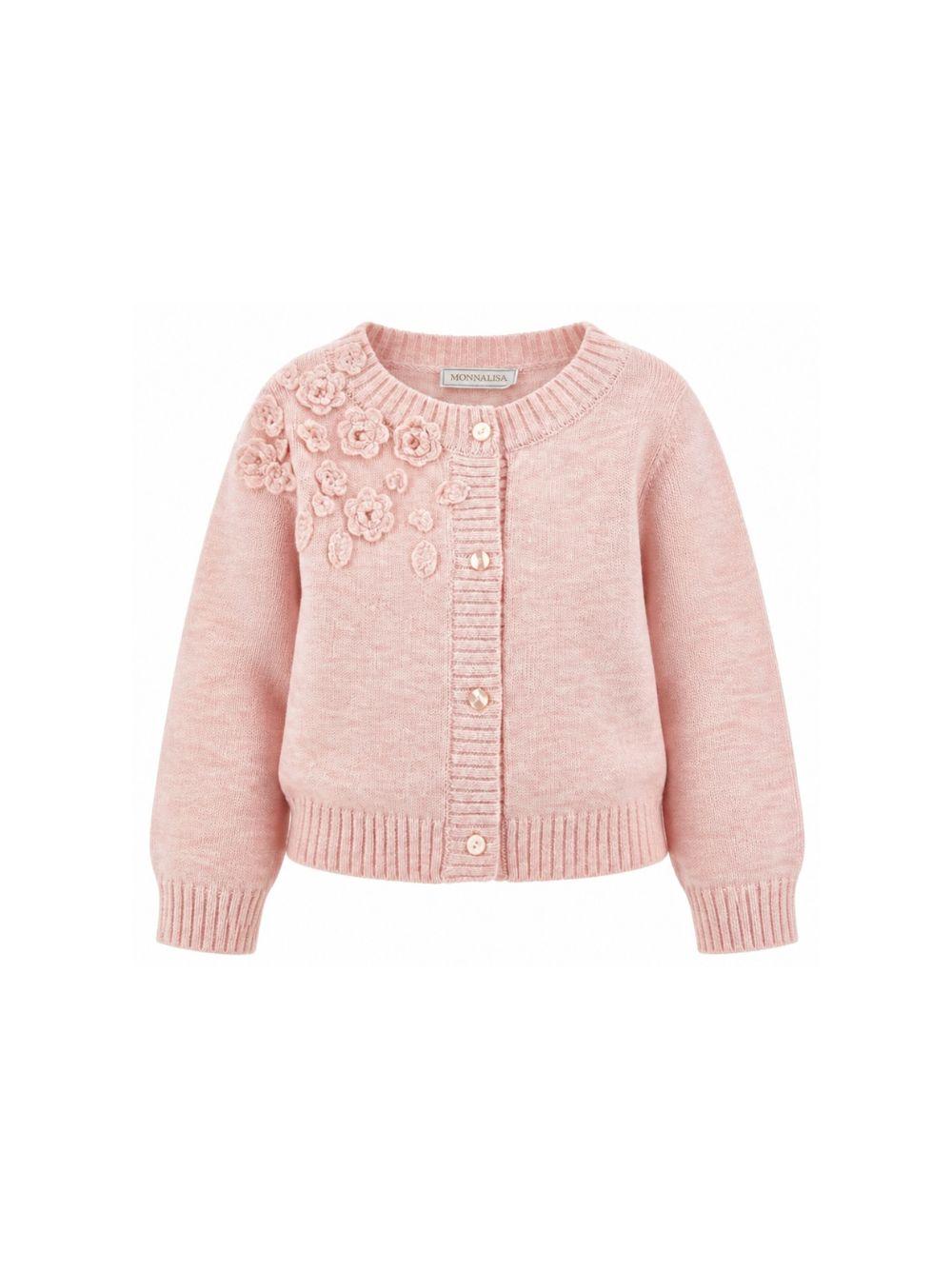 Cardigan per bambina Monnalisa Kids rosacon fiori ricamati all'uncinetto 17H802 8062 0091 MONNALISA KIDS 