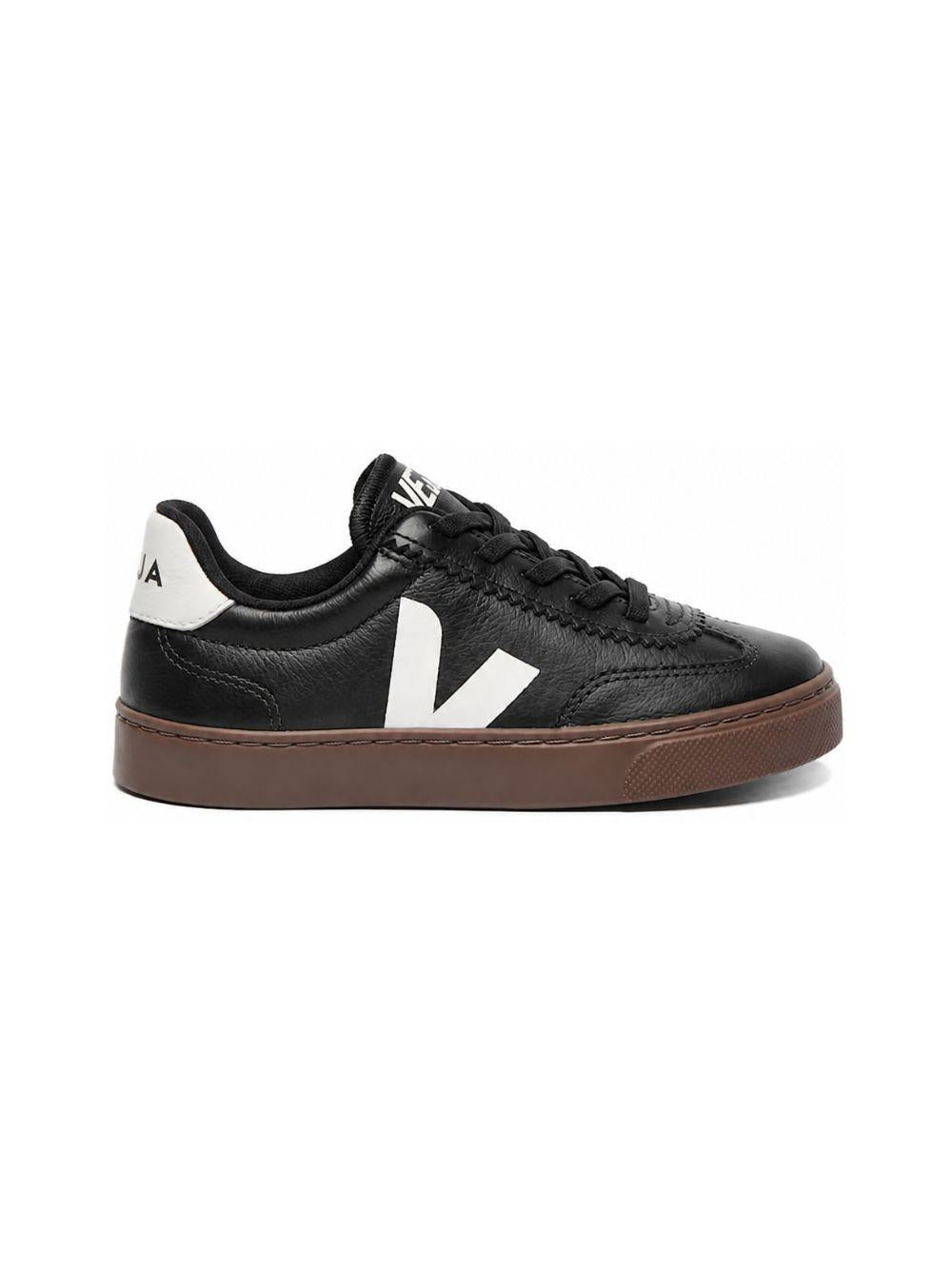 Sneakers per bambino Veja Kids nere con dettaglio logo SY2021015 BLACK WHITE BARK VEJA KIDS 