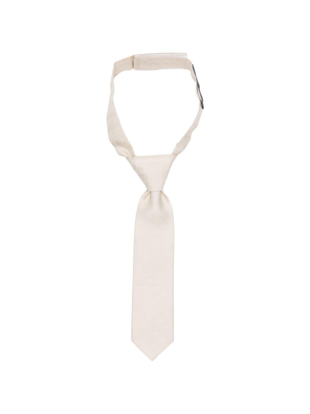 Cravatta per neonato Emporio Armani Kids beige con logo jacquard EB000845 AF23748 F1018 EMPORIO ARMANI KIDS 