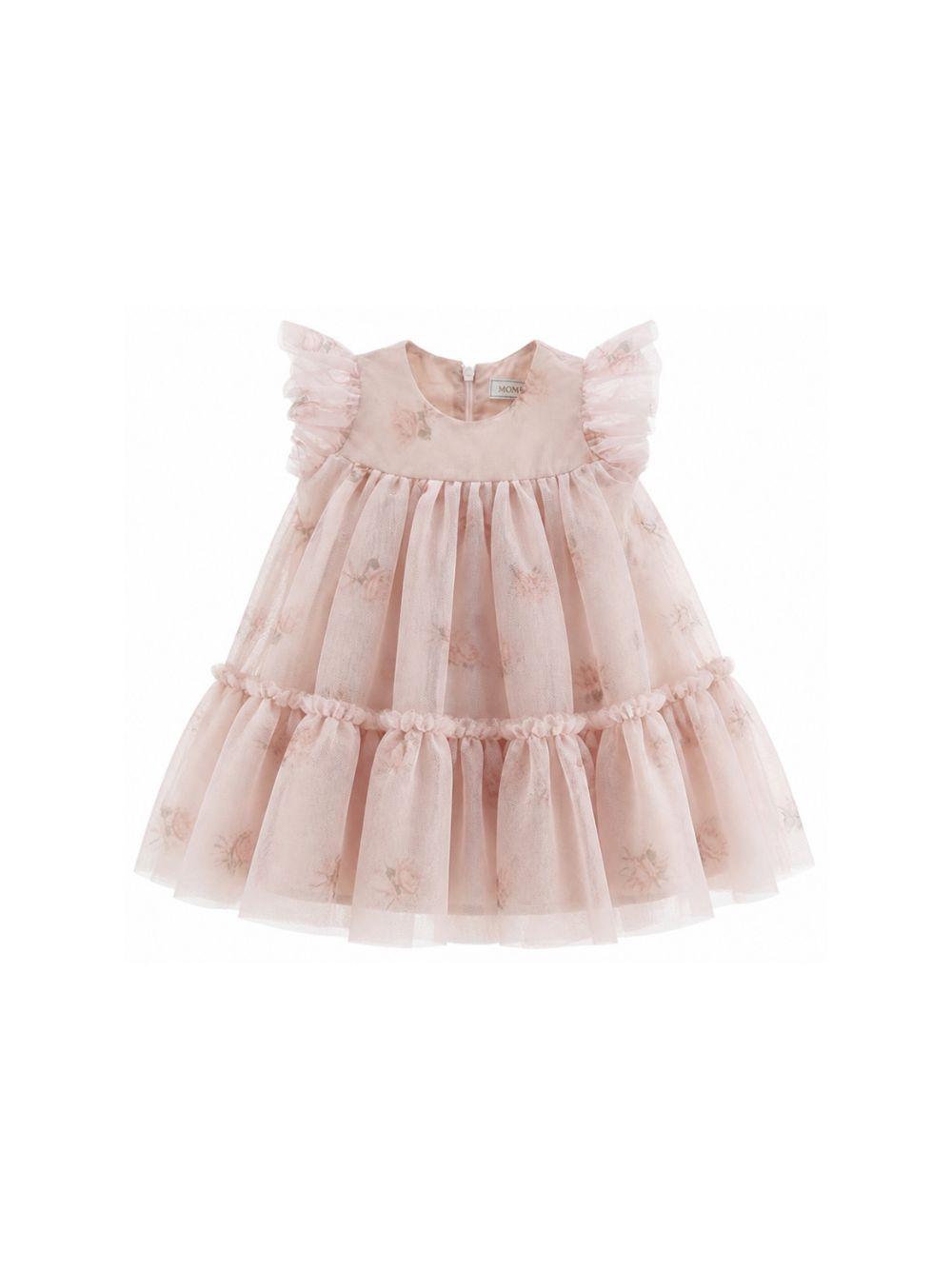 Abito per neonata Monnalisa Kids rosa con strato superiore in tulle 31H910 8652 094F MONNALISA KIDS 